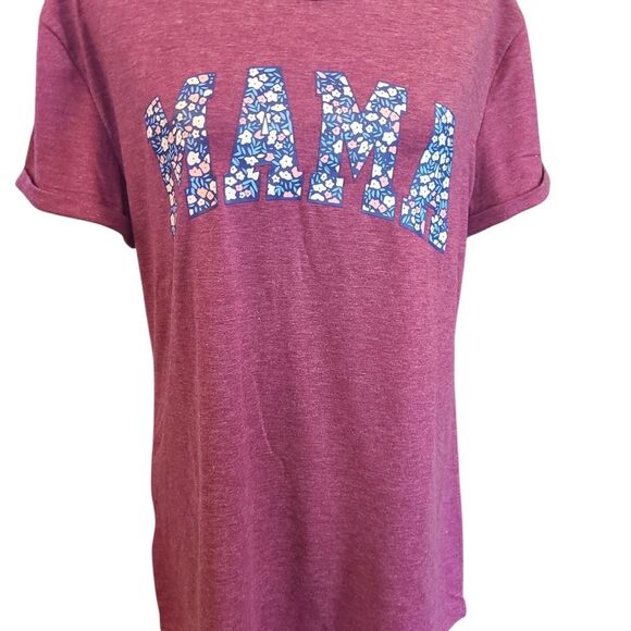 Hand Crafted Tops - MAMA Graphic Tee Early Pregnancy Post-Birth Motherhood Women's Sz L